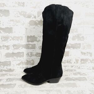 NEW DV Dolce Vita Tall Boots Women 7 Black Suede Leather Western Chic i587